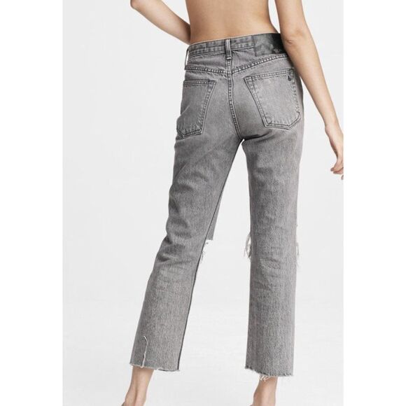Rag & Bone Maya High-Rise Zeus Slim Fit Ankle Dark Grey Women's Jeans SZ 32 - Picture 2 of 9